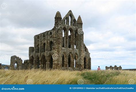 Whitby Abbey Ruins Of Gothic Church Above Sea Shore In England