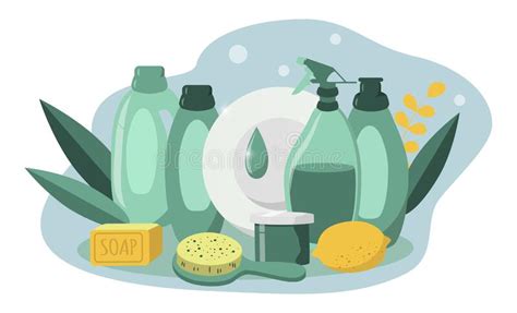 Vector Illustration Home Cleaning Products Environmentally Friendly