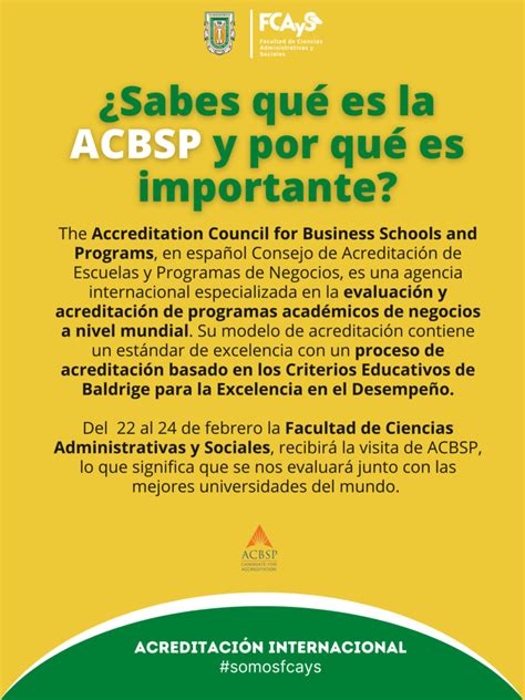 Facultad De Ciencias Administrativas Y Sociales Indicadores Acbsp