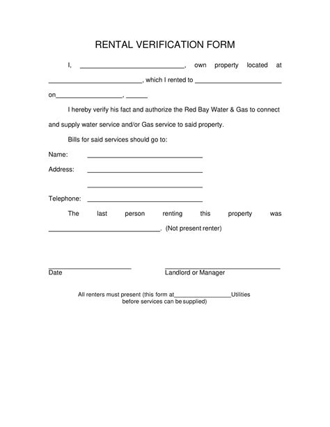 Free Printable Rental Verification Form Templates Word Pdf Landlord