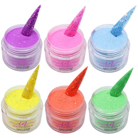 Ibett Nails - Acrylic Glitter Collection - Acrylic Nail System 1Oz - 6 Colors