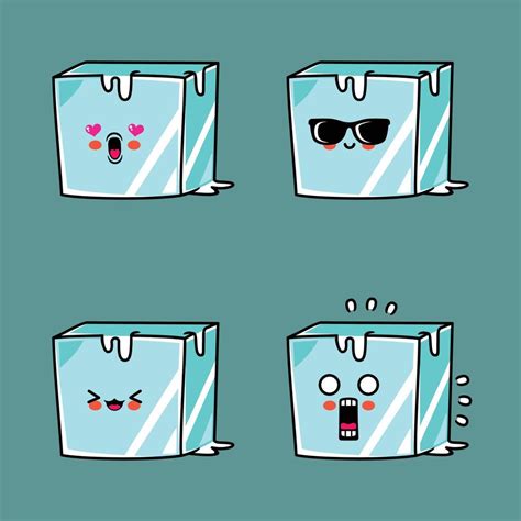 Ilustraci N Vectorial De Emoji Lindo Cubo De Hielo Vector En