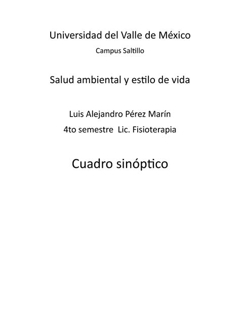 A1 Lapm Fdsa Universidad Del Valle De México Campus Saltillo Salud Ambiental Y Estilo De