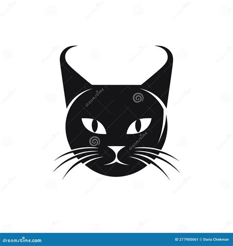 Cat Face. Black Logo on a White Background Stock Vector - Illustration ...