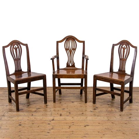 Set Of Three Antique Welsh Oak Dining Chairs M 5313b Penderyn Antiques