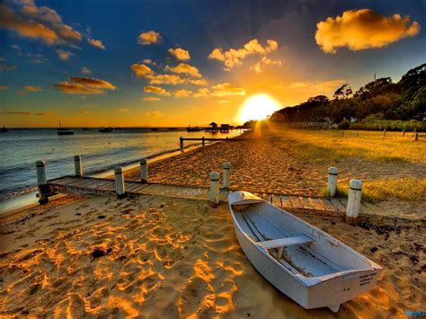 Boat Beach Sunset Image wallpaper | beach | Wallpaper Better