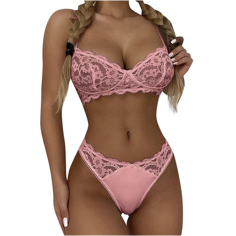 XMMSWDLA Lingerie Set For Women Wireless Bra And Panty Set Lace Outfits