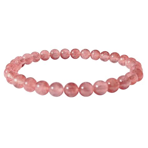 Bracelets Quartz Fraise Naturel Billes Mm Les Bracelets