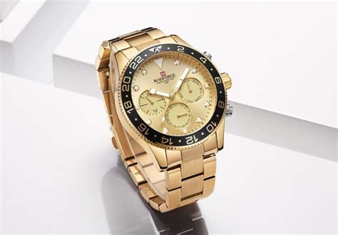 Naviforce Montre Gold Luxe Hommes Analogique Quartz Sport Montre