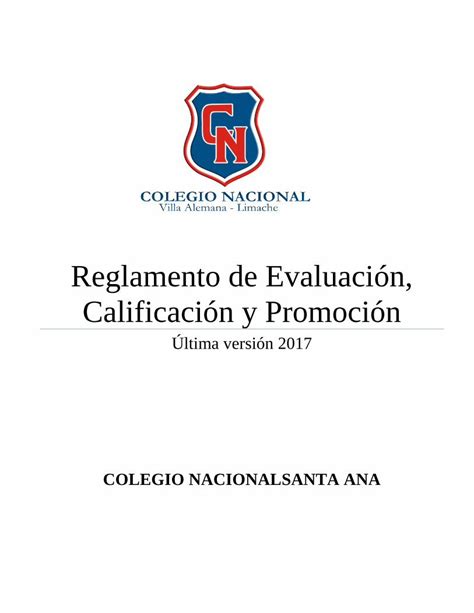 PDF Reglamento de Evaluación Calificación y Promocióncolegionacional