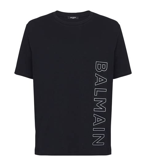 Mens Balmain Black Vertical Logo T Shirt Harrods Uk