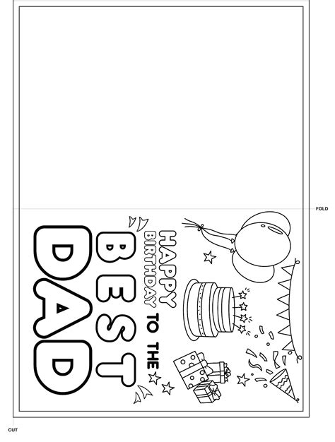 Foldable Printable Birthday Cards To Color For Dad Web Dad Birthday