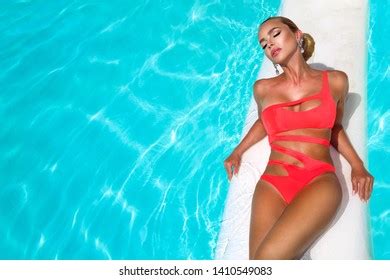 Elegant Sexy Woman Orange Bikini On Stock Photo Shutterstock