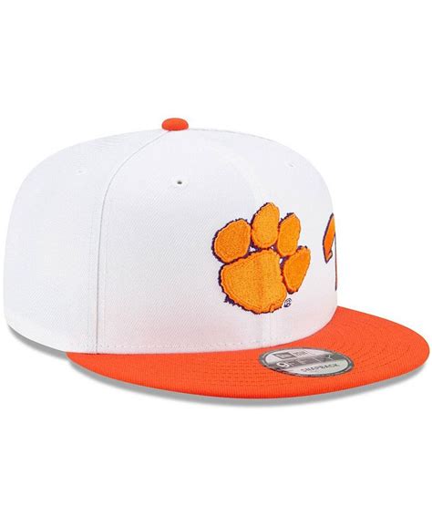 New Era Mens White And Orange Clemson Tigers Two Tone Side Script