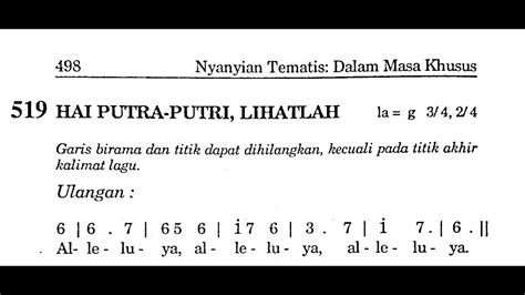 Lirik Hai Putra Putri Lihatlah Puji Syukur No Lagu Masa