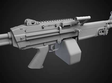 Fn Minimi Lmg Hi Res 3d Model Max Obj Fbx Lwo Lw Lws Ma Mb