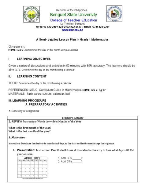 Semi Detailed Lesson Plan Math 1 Pdf Flashcard Teaching