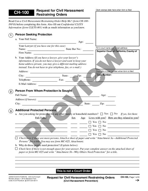 California Request For Civil Harassment Restraining Orders Mc 025