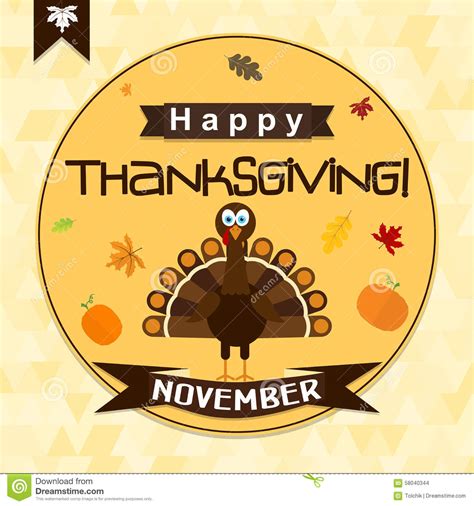 Template Greeting Card With A Happy Thanksgiving Turkey Vector Stock Vector Illustration Of