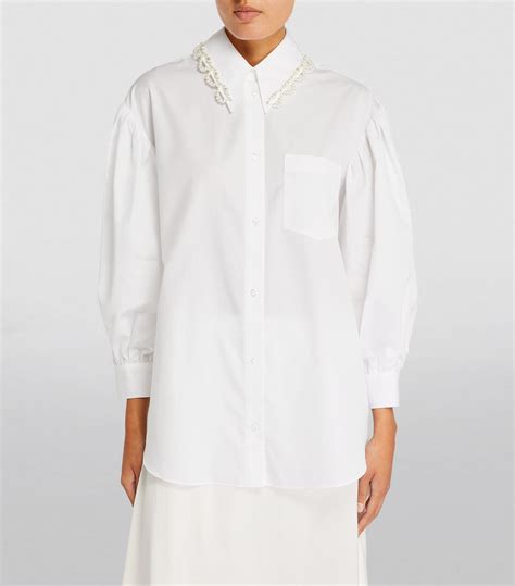 Womens Simone Rocha Metallic Embellished Puff Sleeve Shirt Harrods Uk