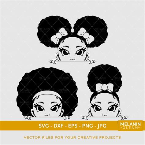 Afro Girl Peek Silhouette Digital Svg Dxf Eps Png Etsy