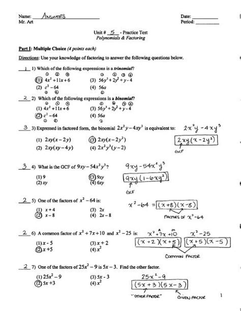 Factoring Problems With Answers