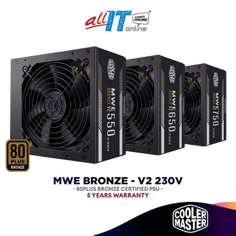 COOLER MASTER MWE BRONZE V2 230V 550W 650W 750W Power Supply 80