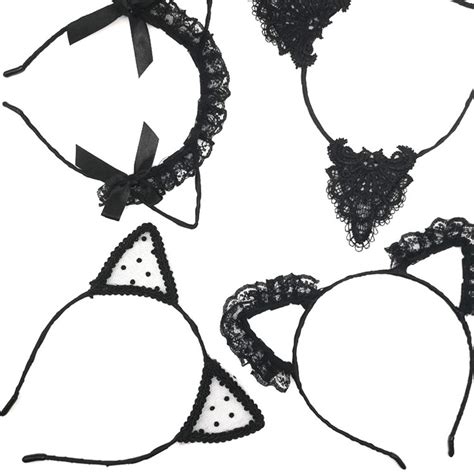 4pcs Sexy Lace Cat Ears Hair Hoop Fashion Lace Headband Lovely Women Cosplay Headwear Hairband