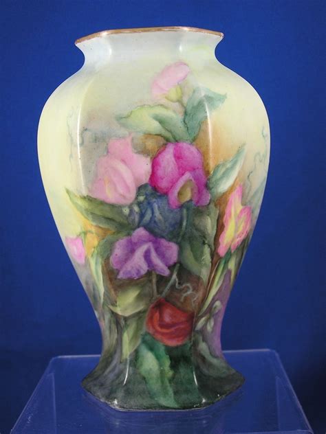 Bernardaud And Co Bandco Limoges Sweet Peas Floral Vase Signed From Darkflowers On Ruby Lane