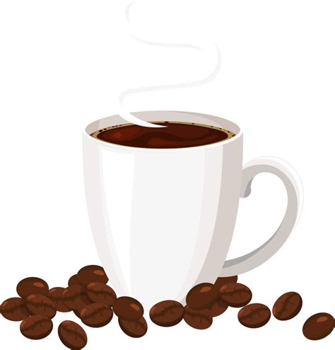 A Mug Of Hot Coffee With Coffee Beans Png