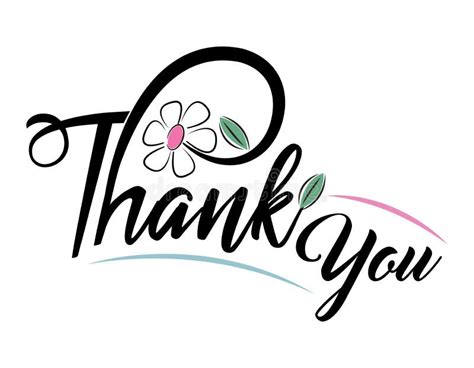 Thank You Logo Lettering Calligraphy with Flower Stock Vector - Illustration of flower, vector ...