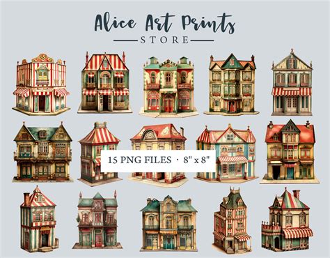 Printable French Paper Doll House Clipart Bundle Furniture Dollhouse