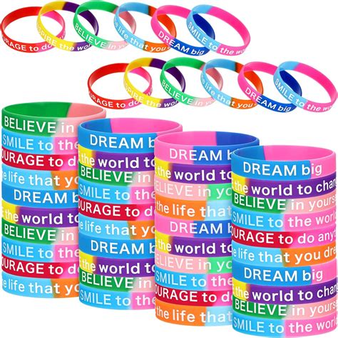 Deekin 48 Pcs Motivational Silicone Wristbands Colored