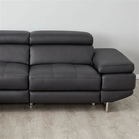 Alessia Black Leather Right Recliner Lounge