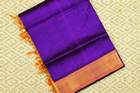 Tvis And Bliss Purple And Mustard Yellow Pure Kanchi Silk Cotton Saree