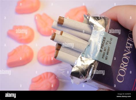 Chocolate Cigarettes Childrens Sweets Candy With Pink Shrimp Candy