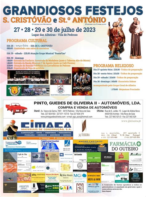 Festas em Honra de São Cristóvão e Santo António 2023 Vila de Pedroso