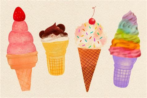 Colección de helados de acuarela pintados a mano Vector Gratis