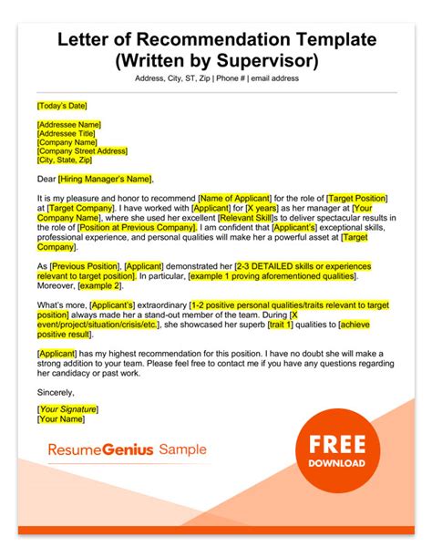 Sample Template For Letter Of Recommendation ~ Resume Letter