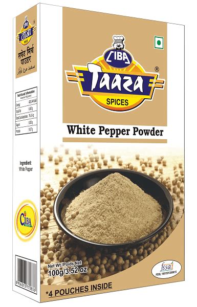 White Pepper Powder 100 gm – Ciba Taaza Spices – Buy Spices Online