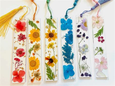 Custom Resin Bookmark Pressed Flowers Unique Personalized Etsy In