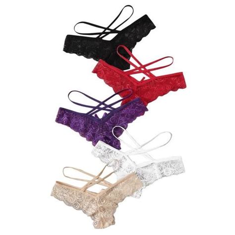 String Tanga 5PCS Sexy Lingerie Dentelle Ouverte Culotte G Pants
