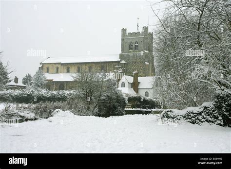 The Church Of The Holy Cross And St Lawrence And Vicarage In Snow Taken