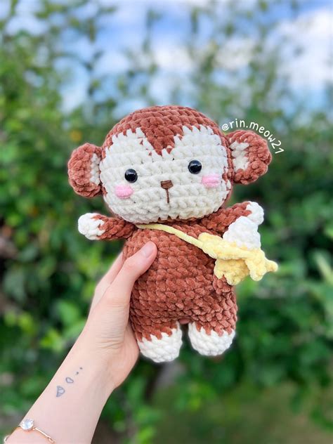 Crochet Pattern Bon The Monkey Plushie Kawaii Cute Monkey Amigurumi