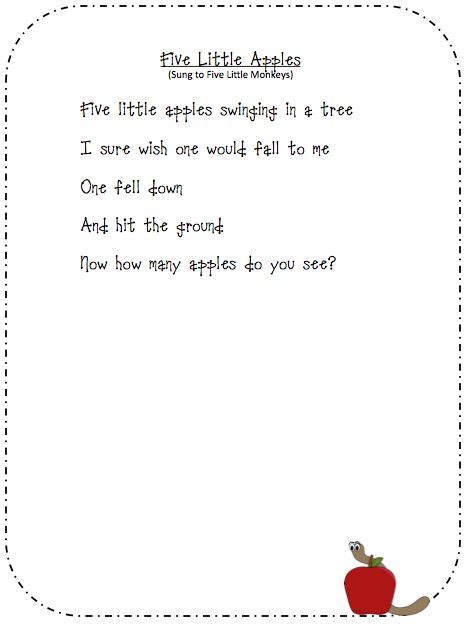 Apple Poem Freebies Grade Onederful Poems Apple Preschool Apple Unit