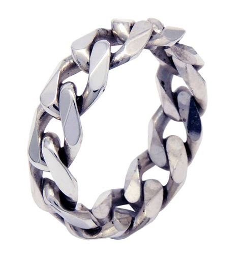 Arfasatti Sterling Silver Large Chain Ring Hand Made In Italy Gift For