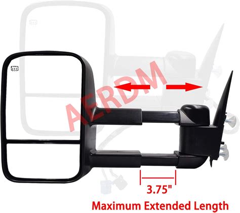 Buy Aerdm New Pair Towing Mirrors Manual Operated Textured Black Telescoping Trailer Side