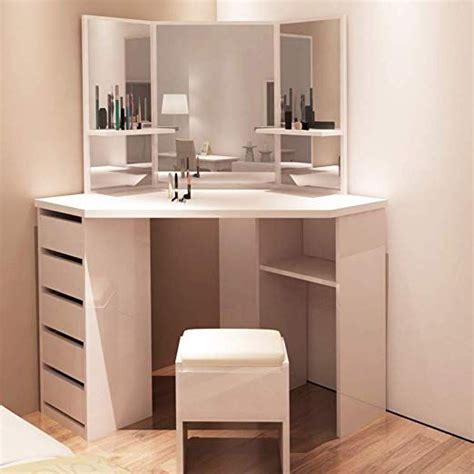 Clipop Coiffeuse Avec Miroir Table De Maquillage Blanche Meuble