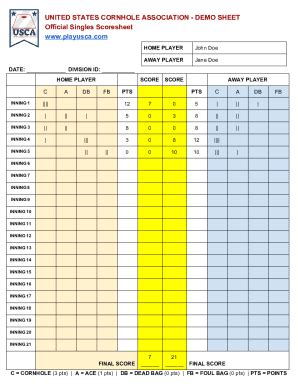 Fillable Online Cornhole Rule Sheet Fax Email Print Pdffiller