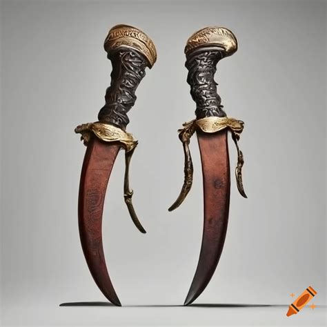 Pair Of Curved Daggers With Leather Handles On Craiyon